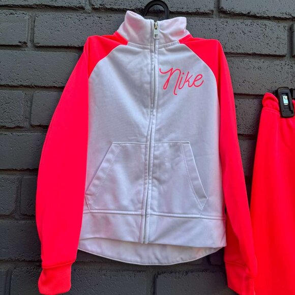 Nike Girl Full Zip Jacket Jogger Pant Tricot Track Suit Set M 6 Fluorescent Pink - Picture 4 of 16